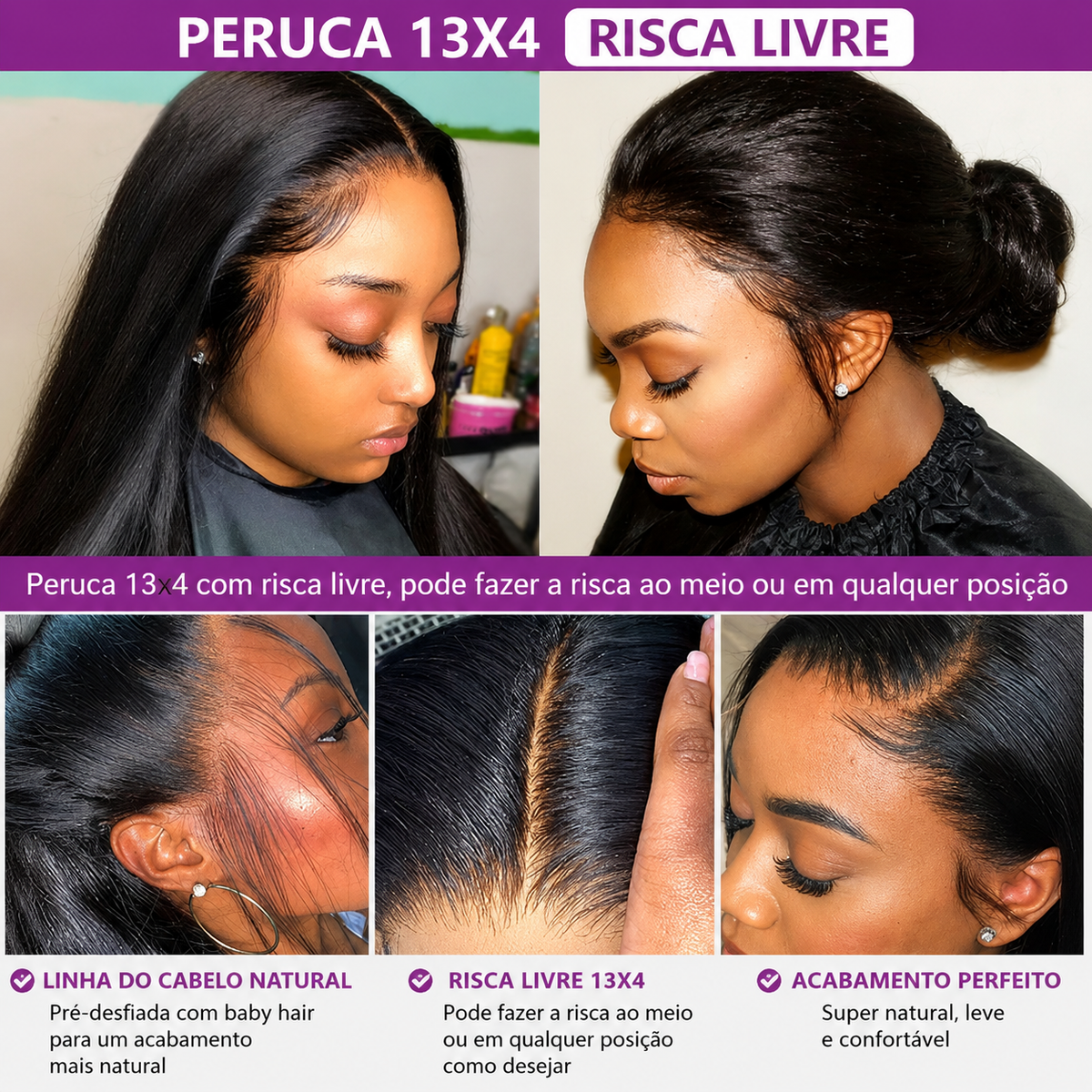 Transparent Lace Front Human Hair Wigs Brazilian Straight