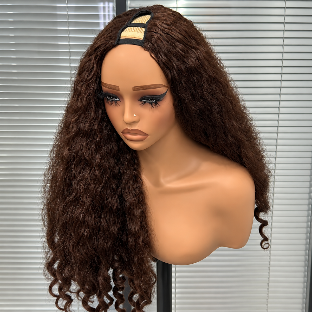 Peruca Afro Kinky Straight V-Part Wig – Cabelo Sintético de Alta Temperatura