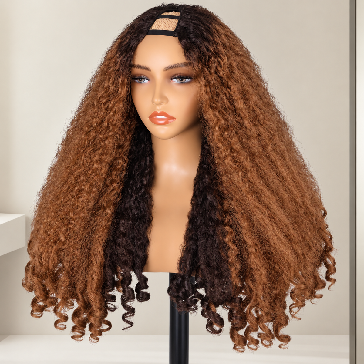 Peruca Afro Kinky Straight V-Part Wig – Cabelo Sintético de Alta Temperatura