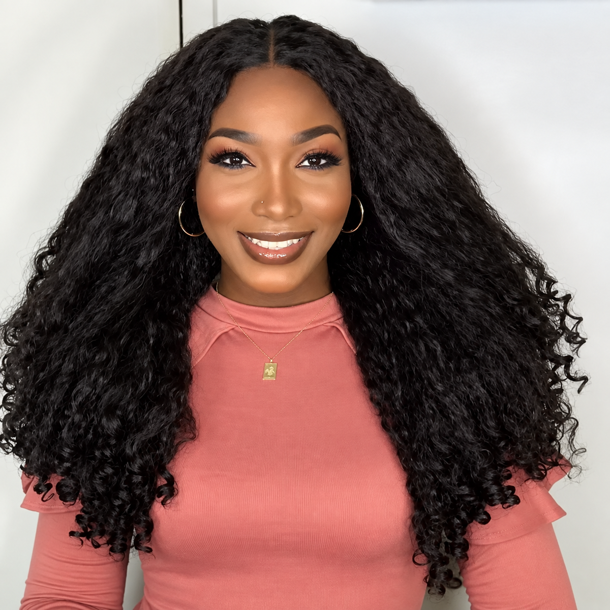 Peruca Afro Kinky Straight V-Part Wig – Cabelo Sintético de Alta Temperatura